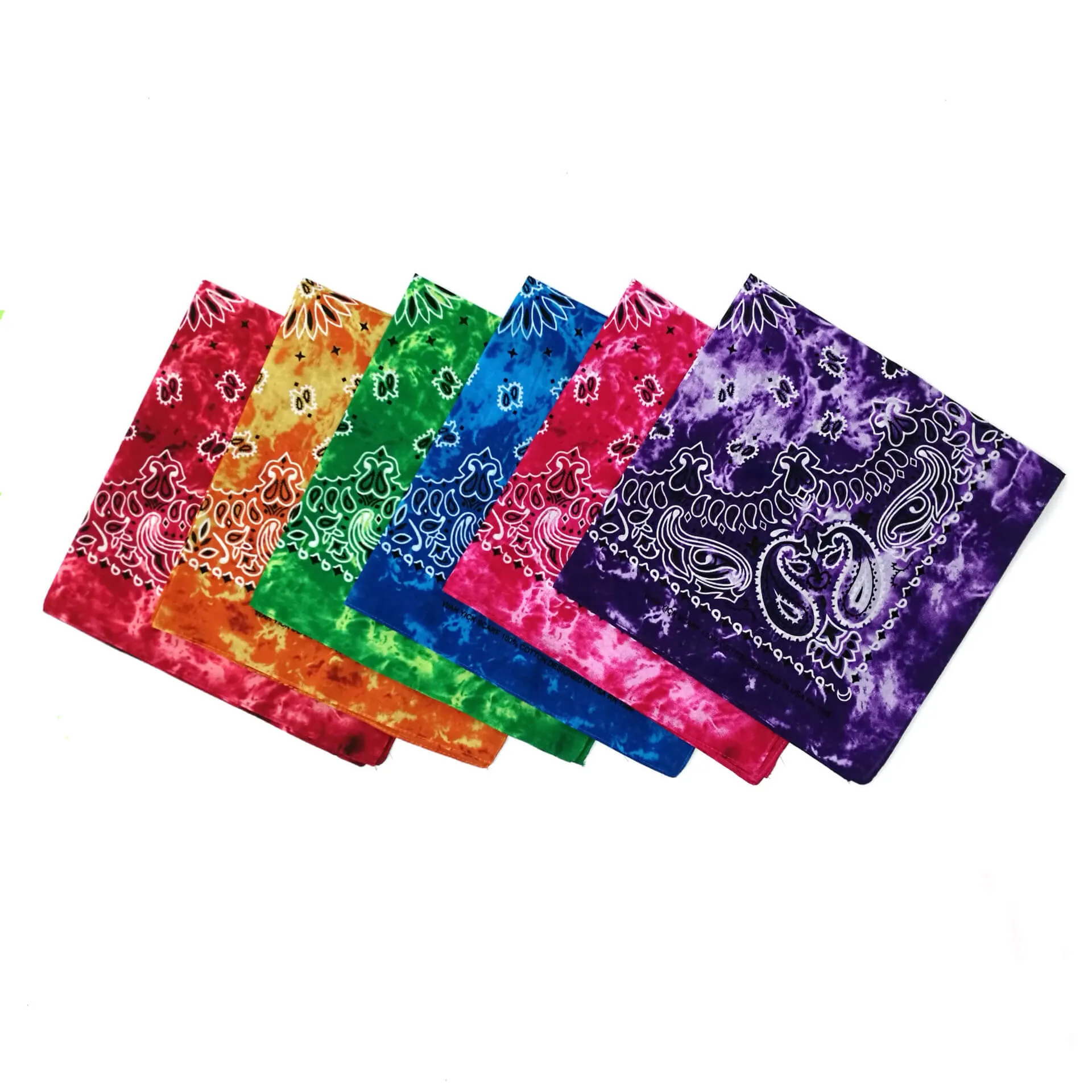 12 Pack Tie Dye Bandanas Cotton Paisley Bandanas Headbands Cowboy Handkerchiefs for Men and Women