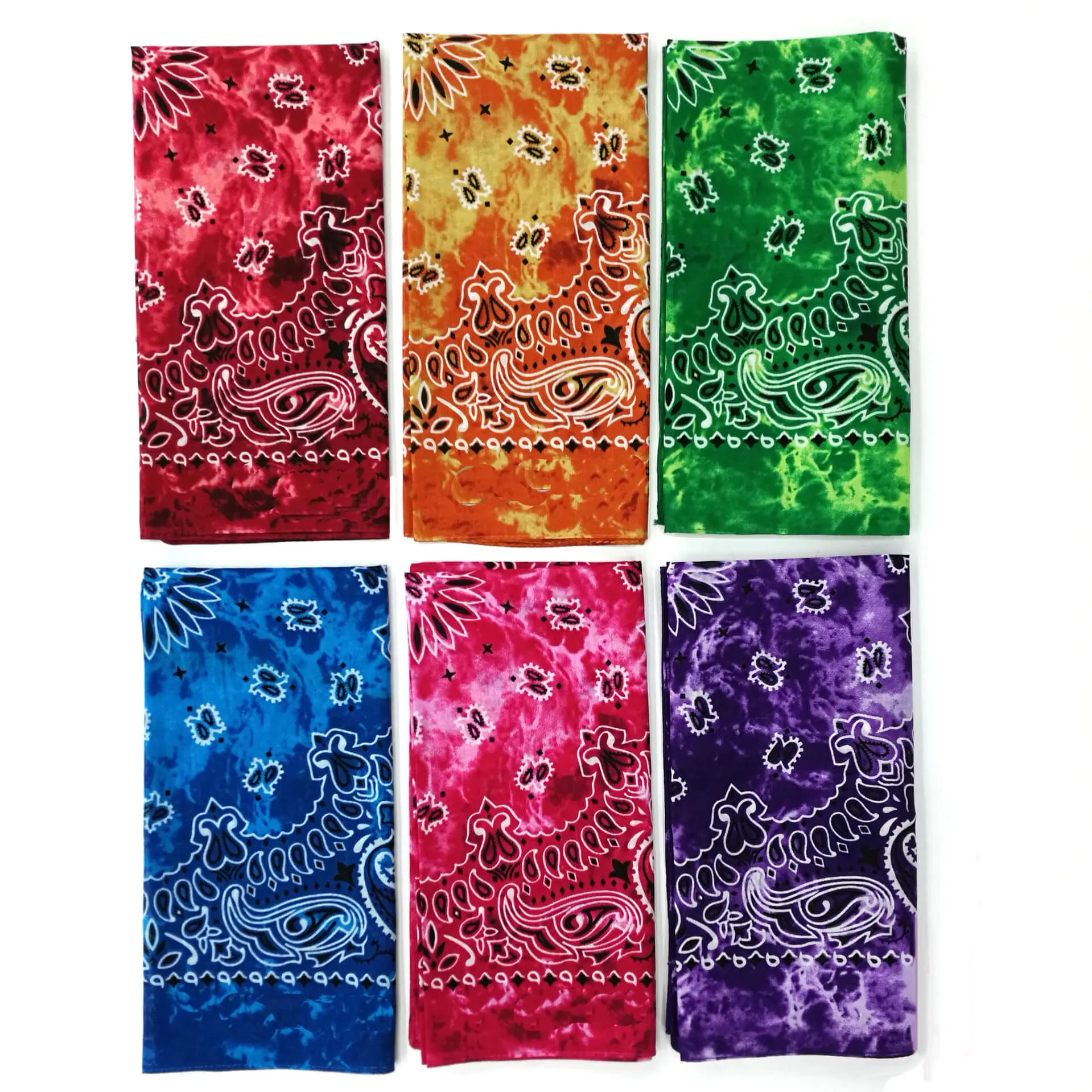 12 Pack Tie Dye Bandanas Cotton Paisley Bandanas Headbands Cowboy Handkerchiefs for Men and Women