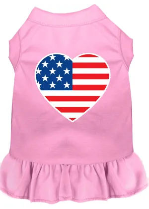 American Flag Heart Screen Print Dress Light Pink Xs (8)