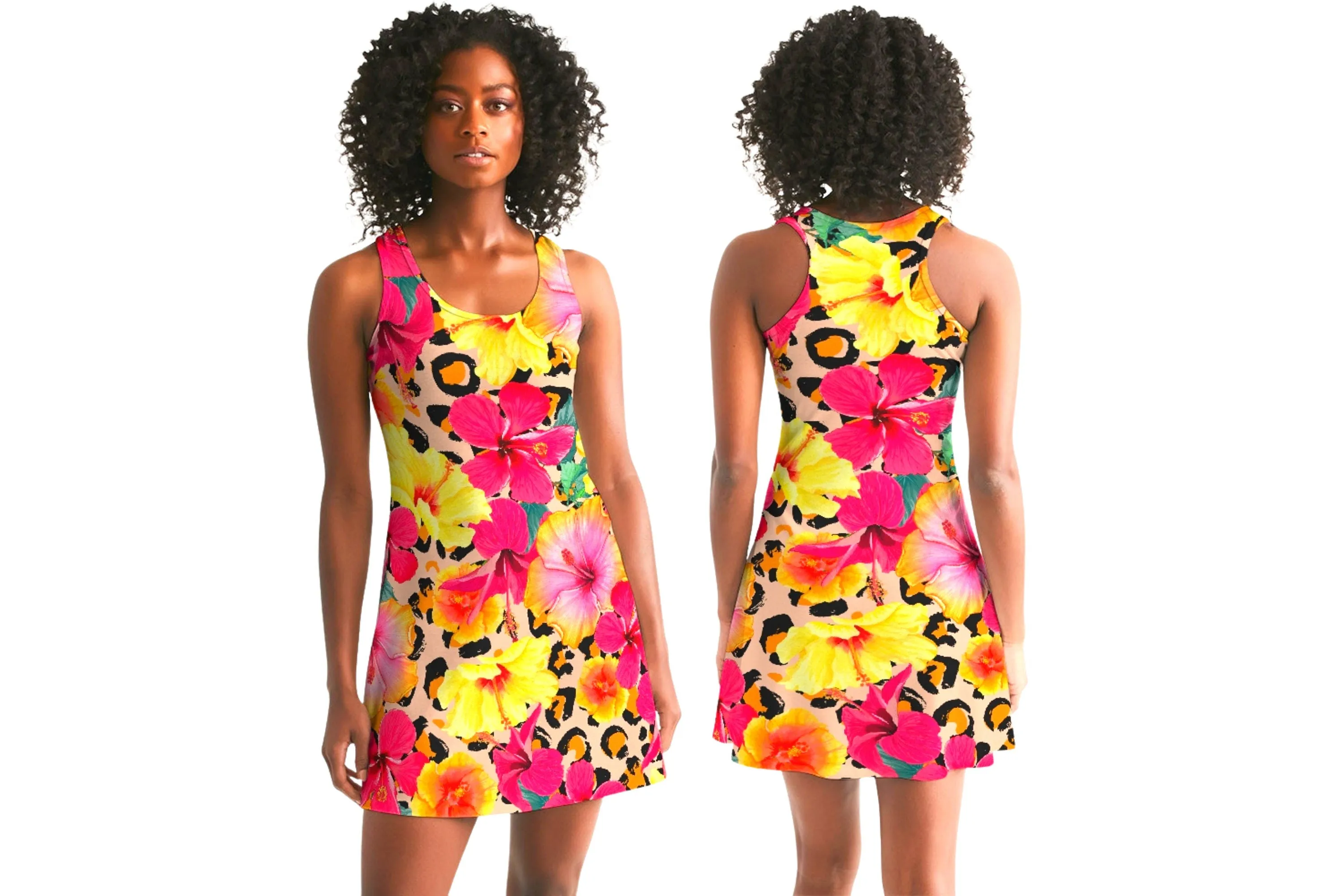 Animal Print Floral Racerback Dress