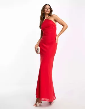 ASOS Soft Red High Waist Maxi Dress