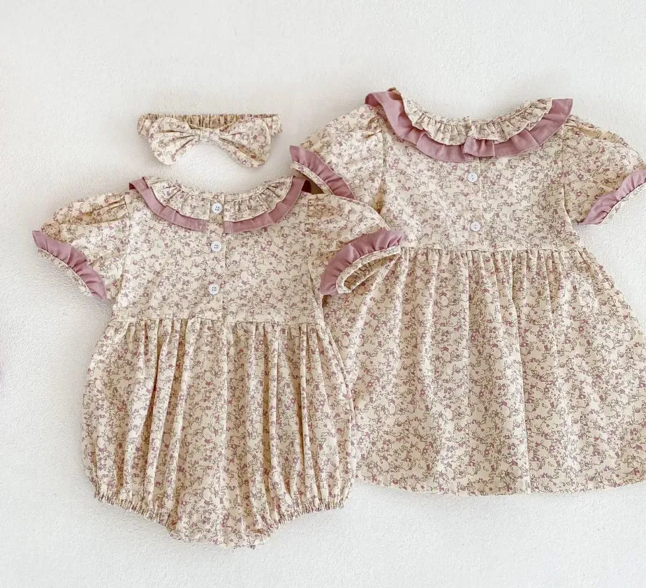 Baby & Toddler Girls Twinning - Mauve Vintage Floral Rompers & Dresses