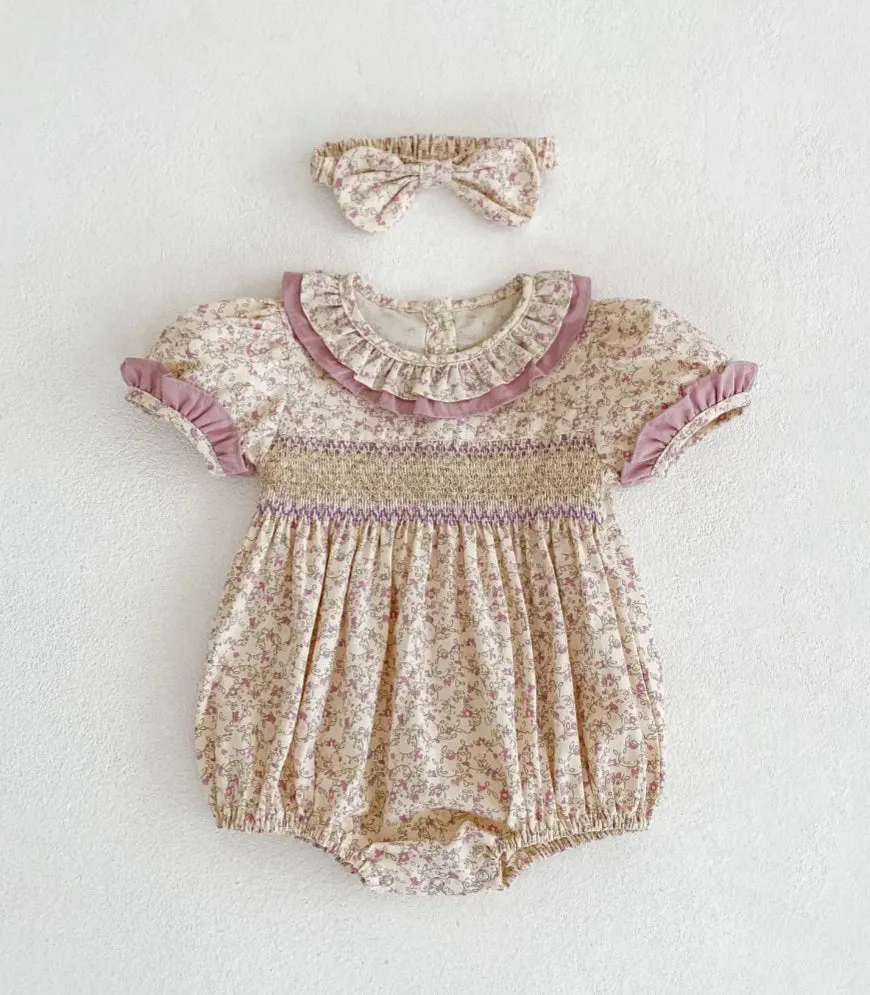 Baby & Toddler Girls Twinning - Mauve Vintage Floral Rompers & Dresses