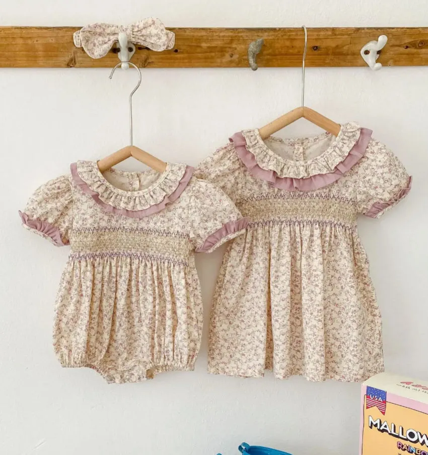 Baby & Toddler Girls Twinning - Mauve Vintage Floral Rompers & Dresses