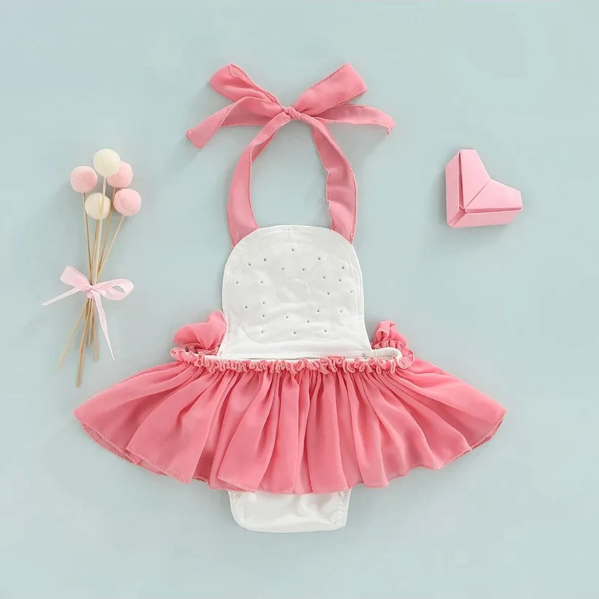 Baby Girls Pink Doughnut Peek-a-Boo Birthday Romper