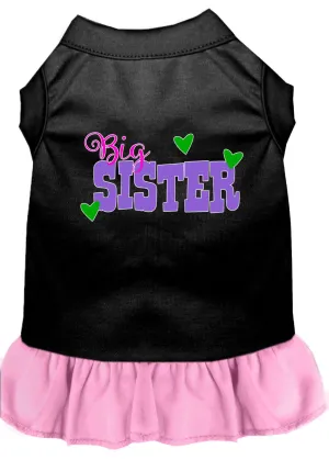 Big Sister Screen Print Dog Dress Black With Light Pink Xl