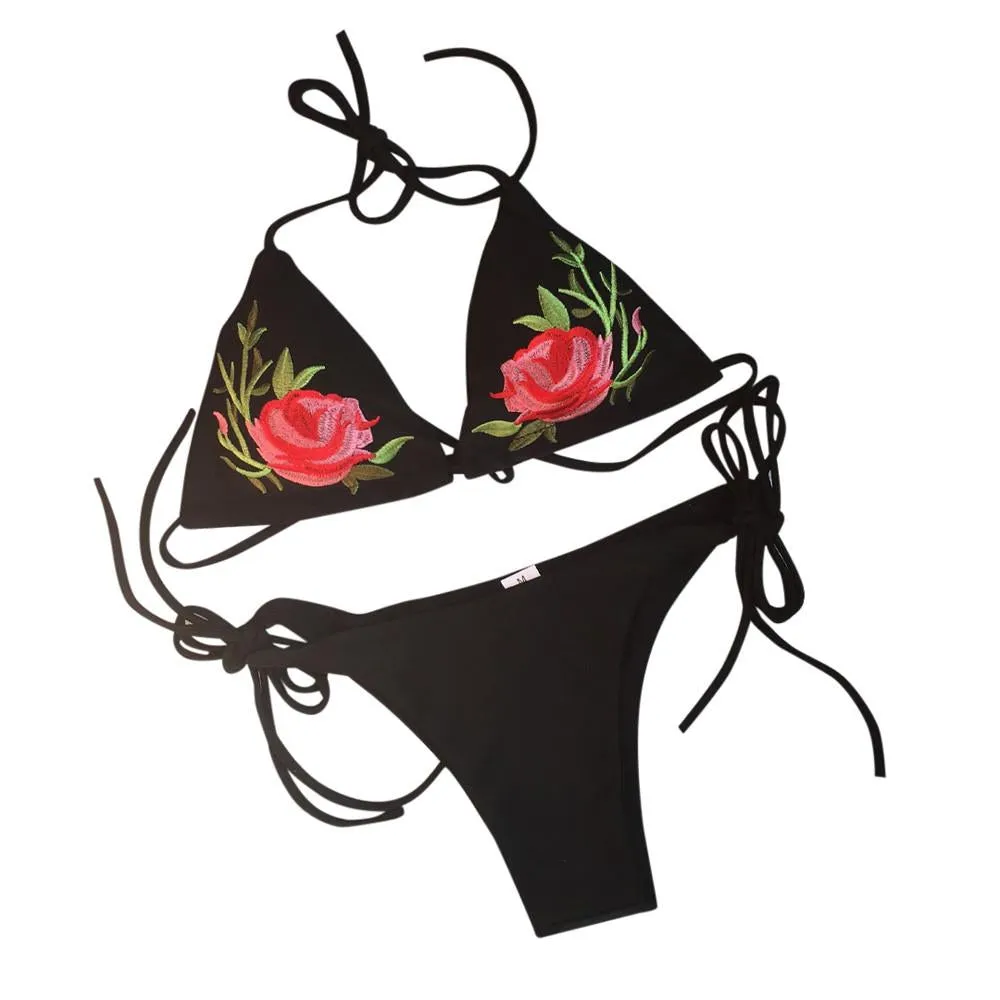 bikini 2018 Women Sexy Bikini Floral Embroidery Push-Up