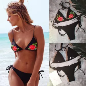 bikini 2018 Women Sexy Bikini Floral Embroidery Push-Up