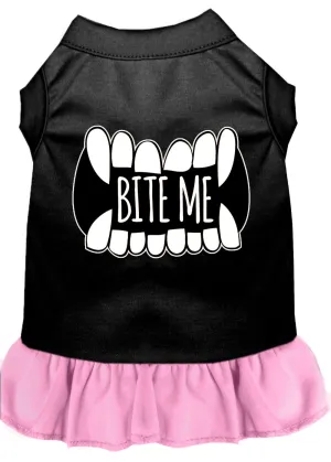 Bite Me Screen Print Dog Dress Black With Light Pink Lg (14)