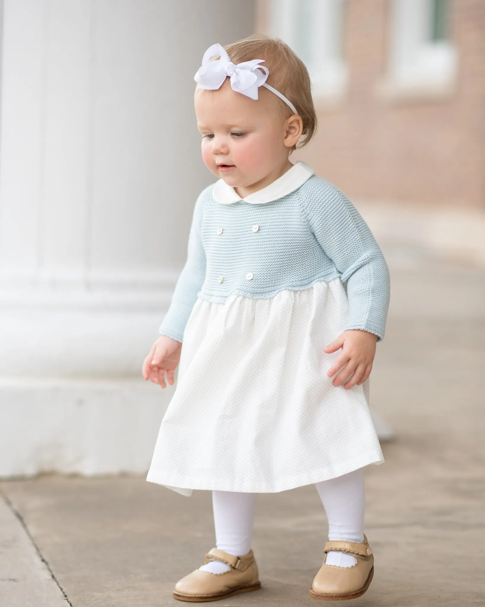 Bitty Dot Dress- Light Blue