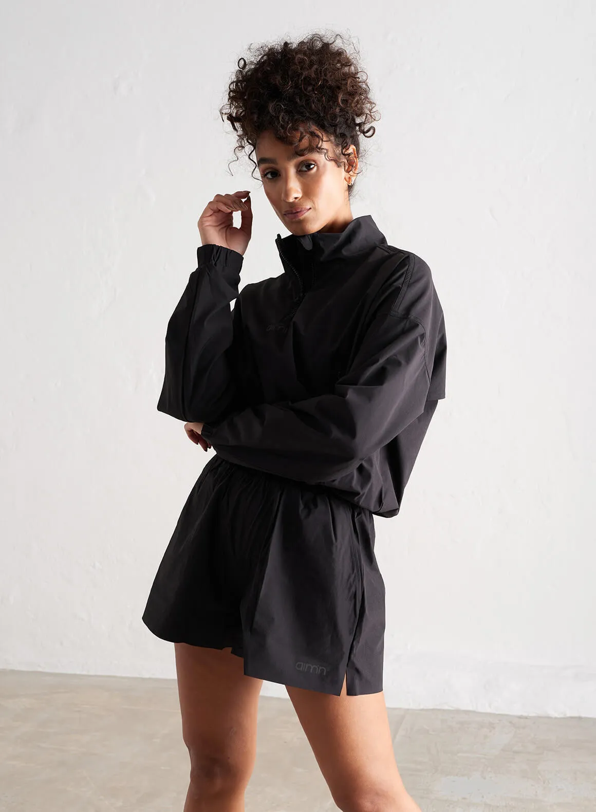 Black Windbreaker Shorts