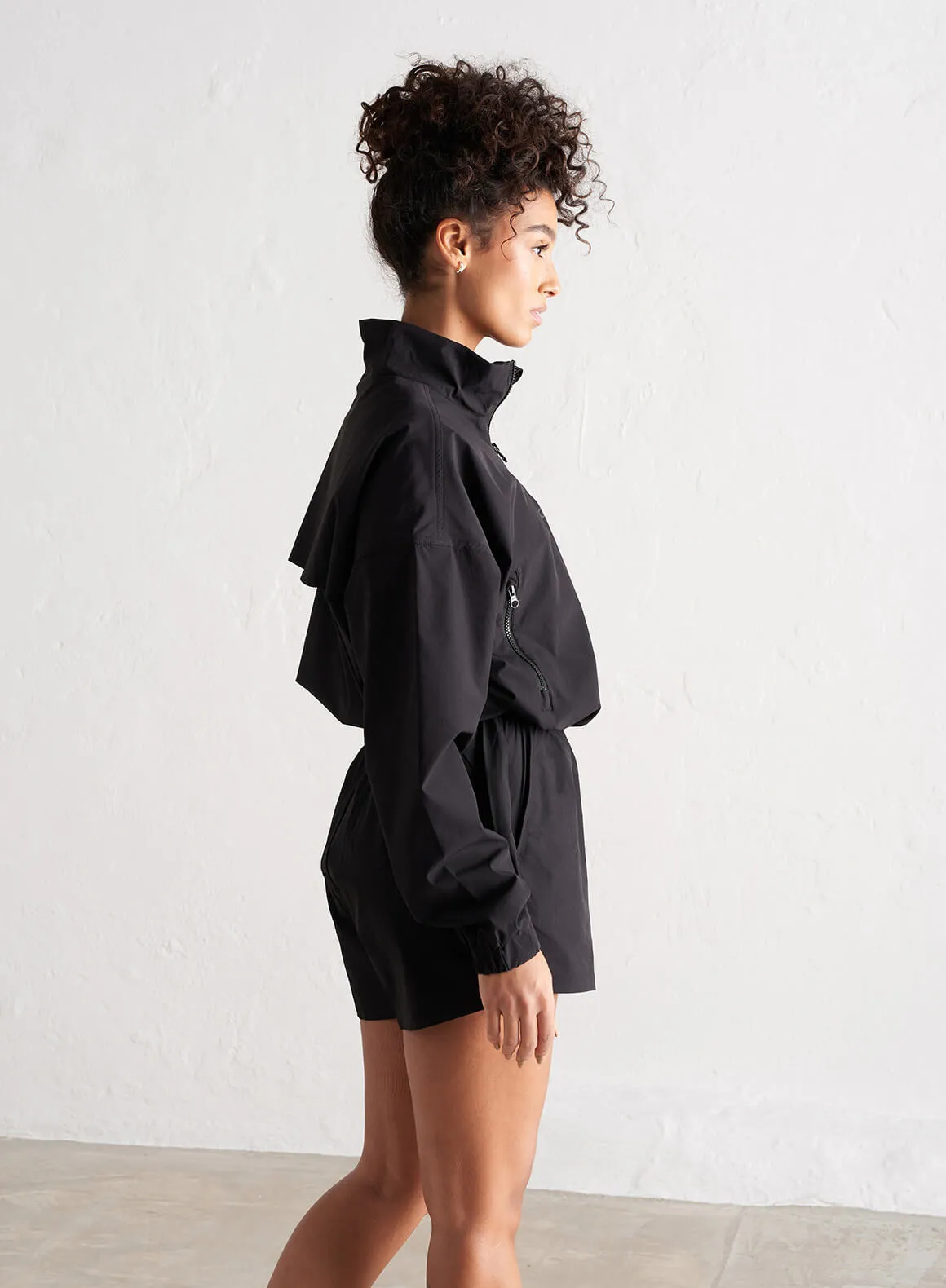 Black Windbreaker Shorts