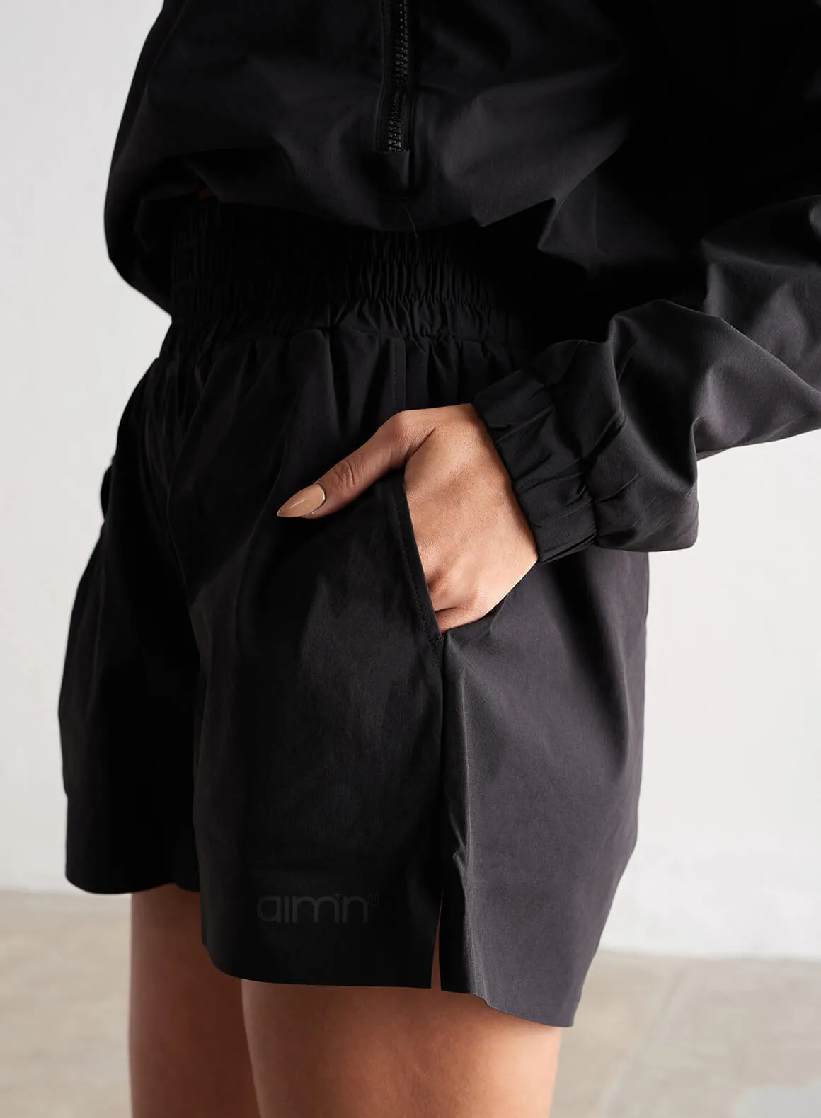 Black Windbreaker Shorts