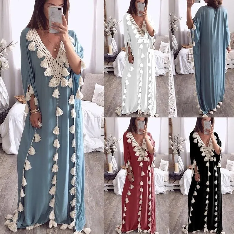 Bohemian Long Ethnic Style Tassel Beach Loose Dress