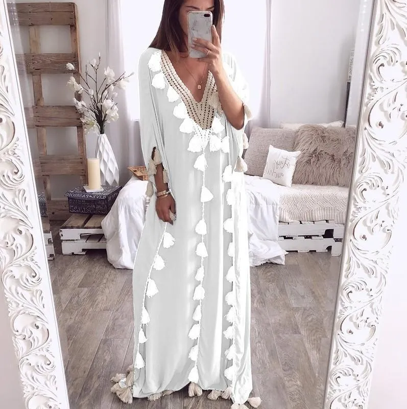 Bohemian Long Ethnic Style Tassel Beach Loose Dress