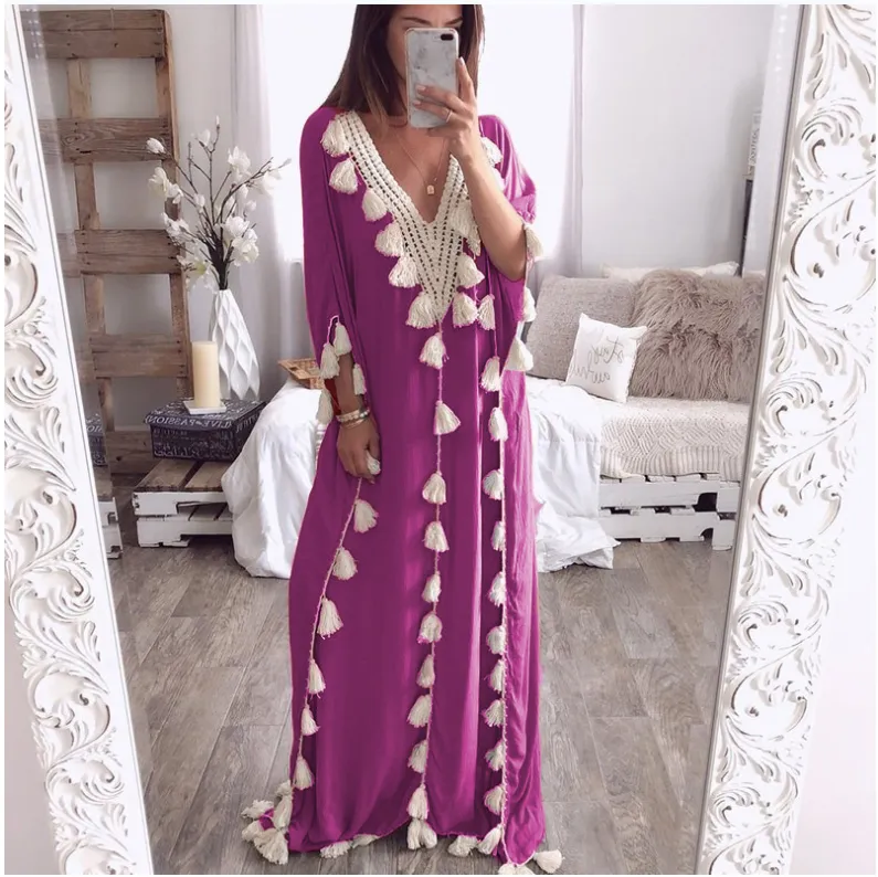 Bohemian Long Ethnic Style Tassel Beach Loose Dress