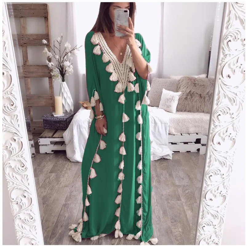 Bohemian Long Ethnic Style Tassel Beach Loose Dress