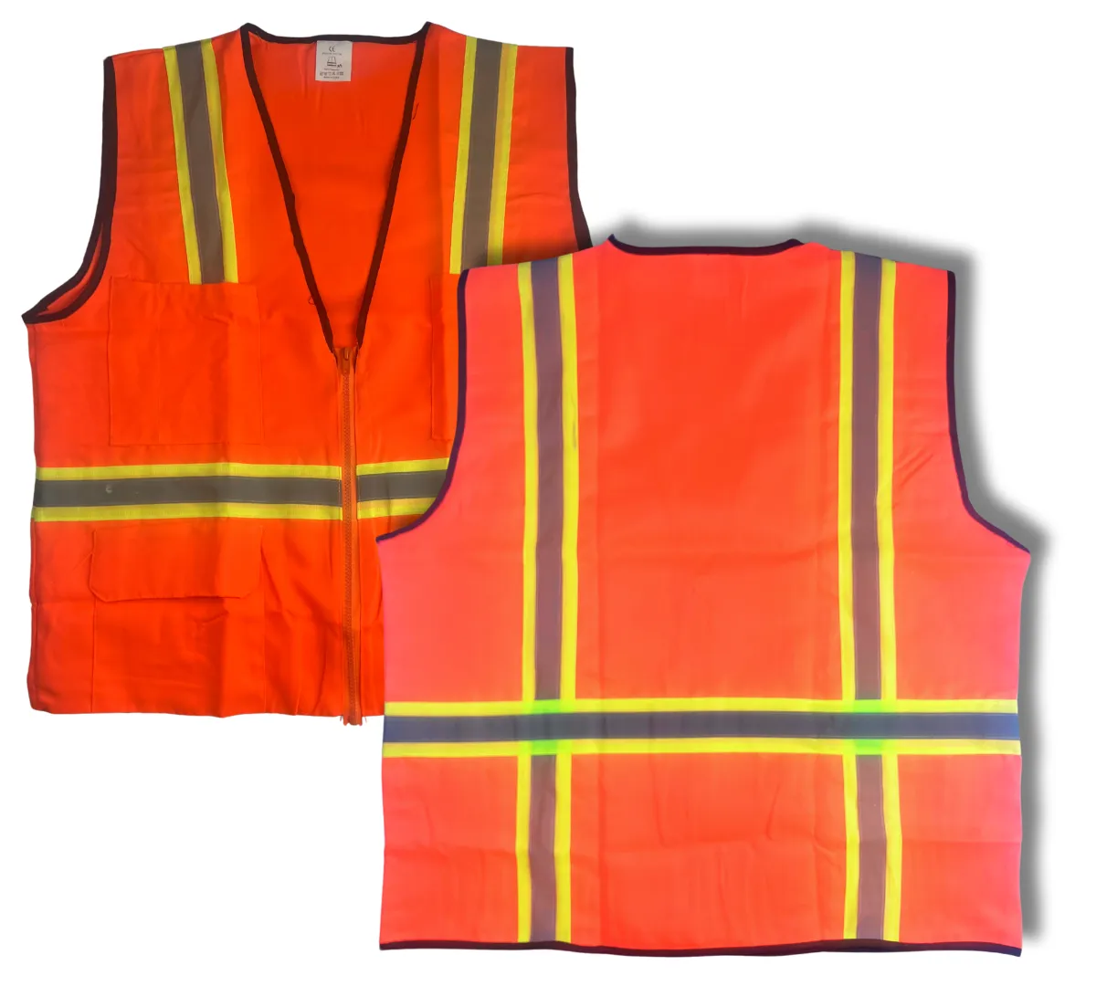 Bright Orange Safety Vest With Reflective Stripes Adult Size 5X Large  - SF-32718