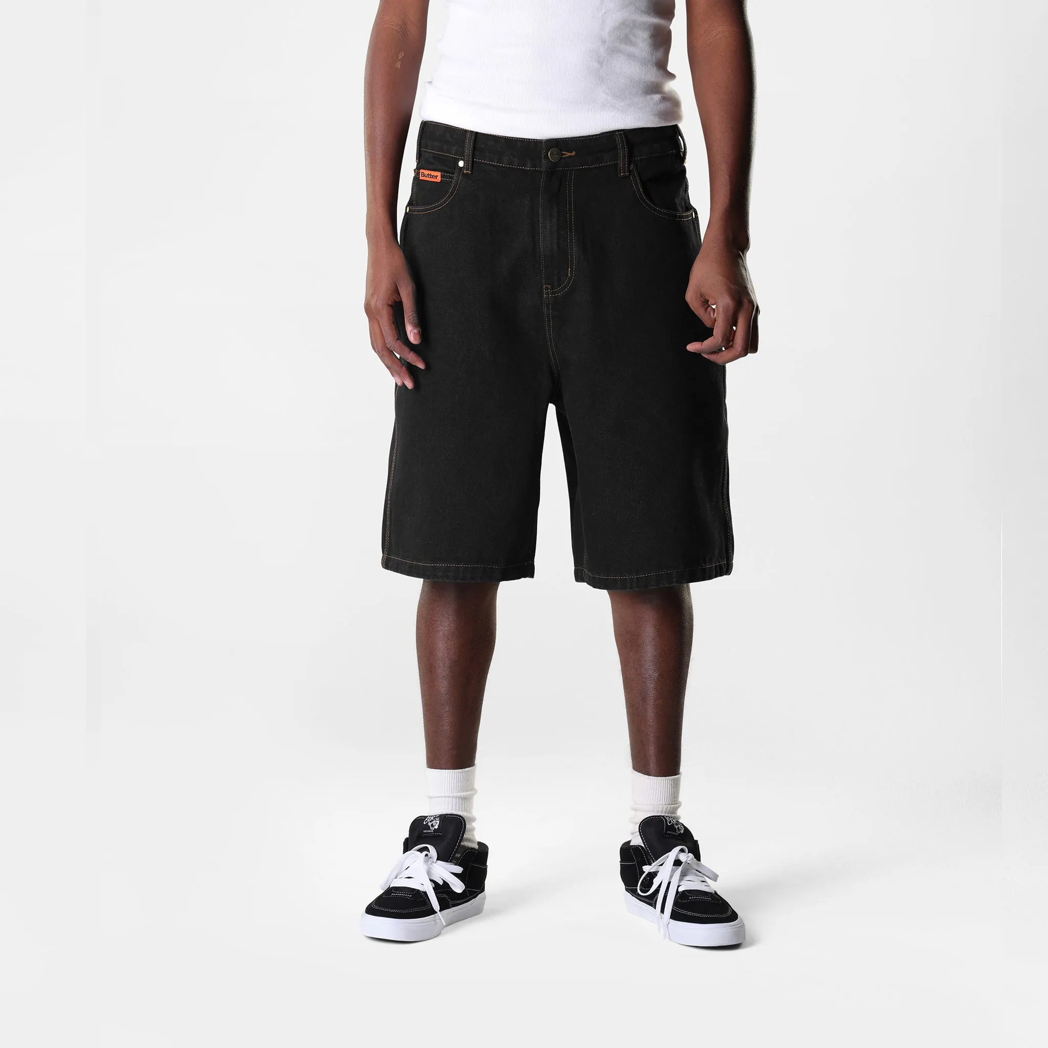 Butter Goods Baggy Denim Shorts Washed Black