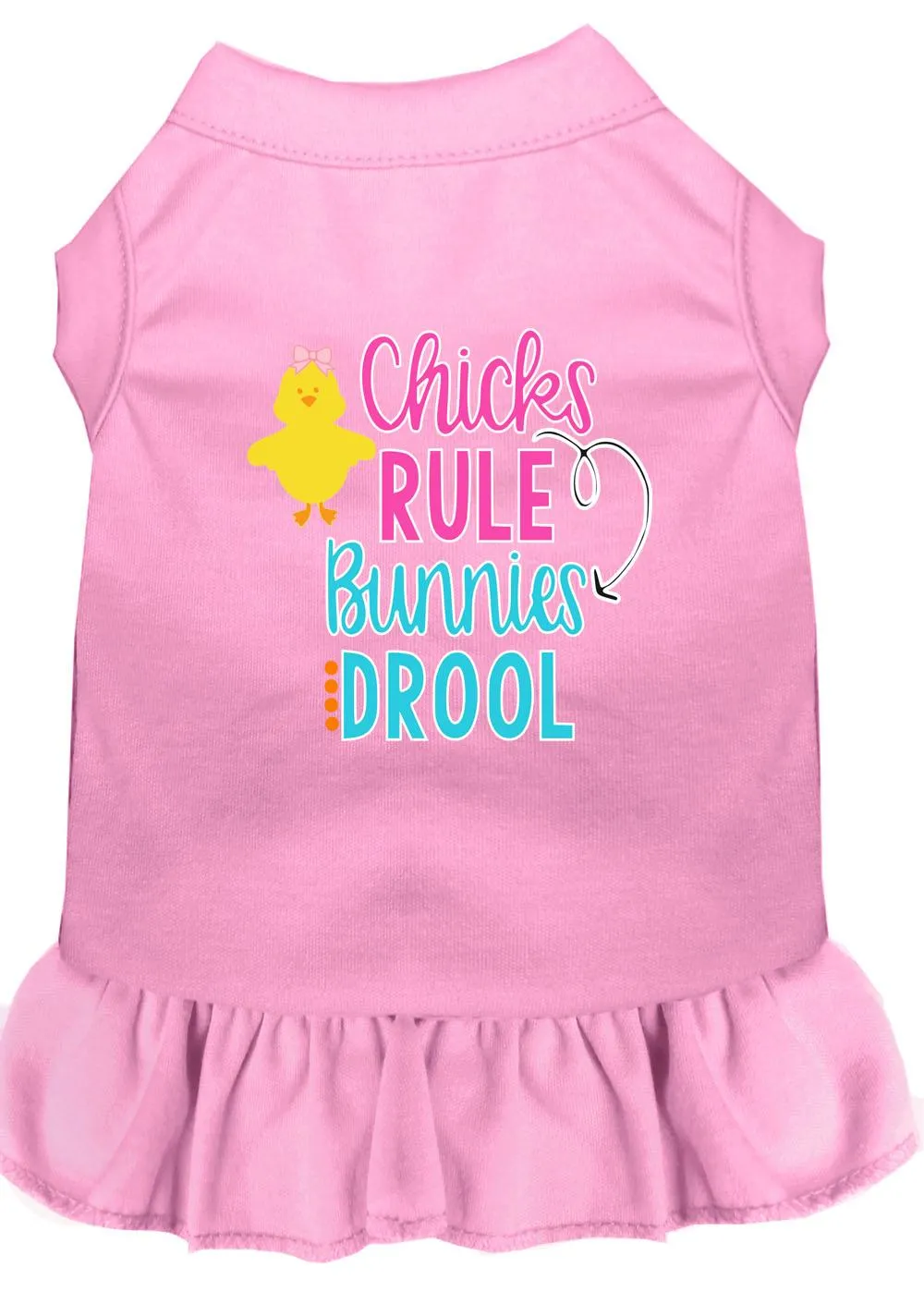 Chicks Rule Screen Print Dog Dress Light Pink Xxl (18)