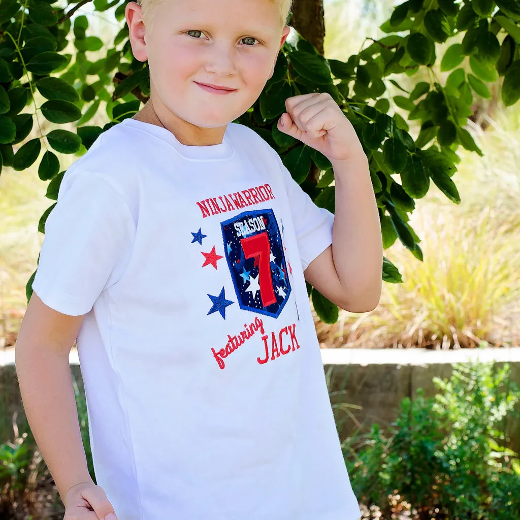 Children's Ninja Warrior Embroidered Birthday Tee