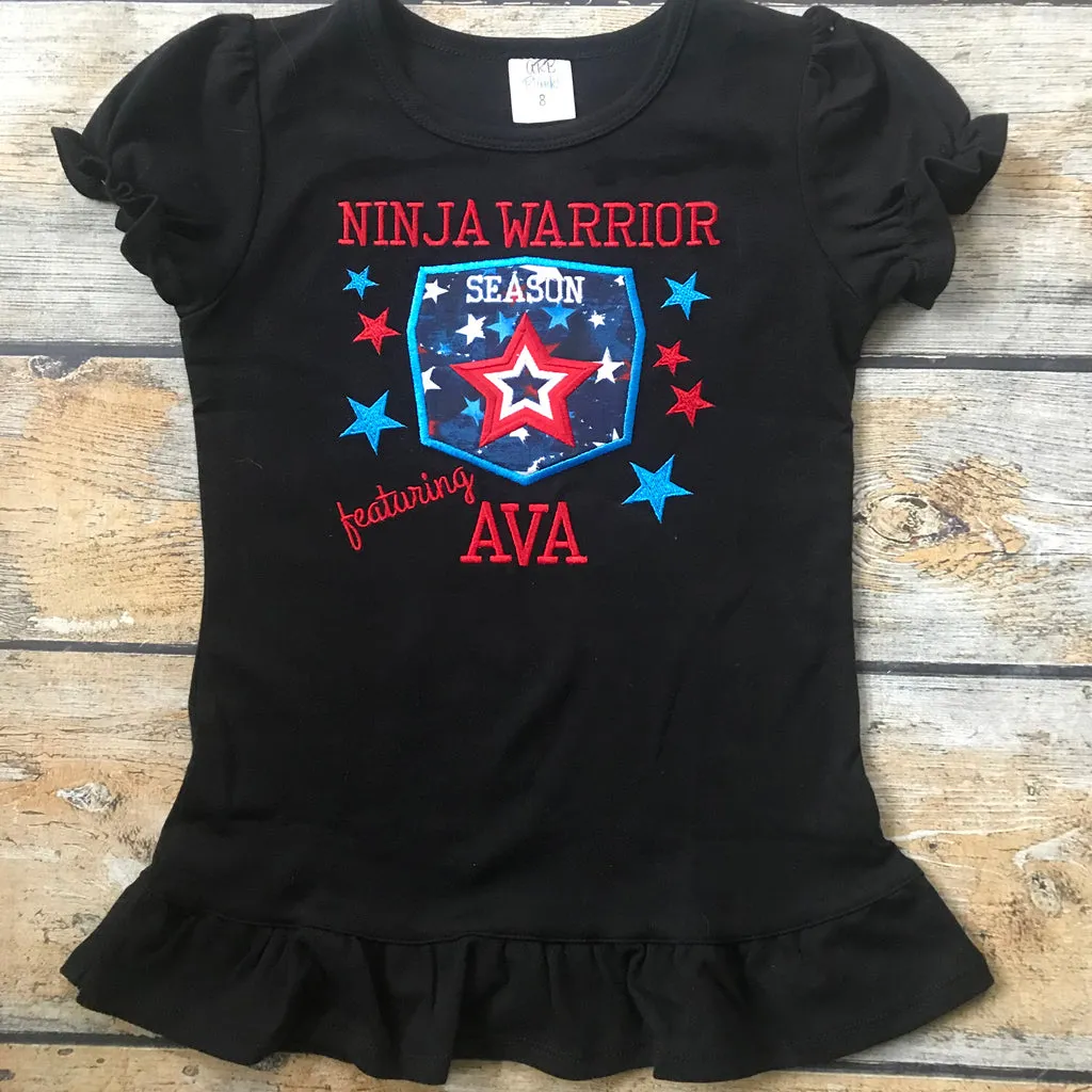 Children's Ninja Warrior Embroidered Birthday Tee