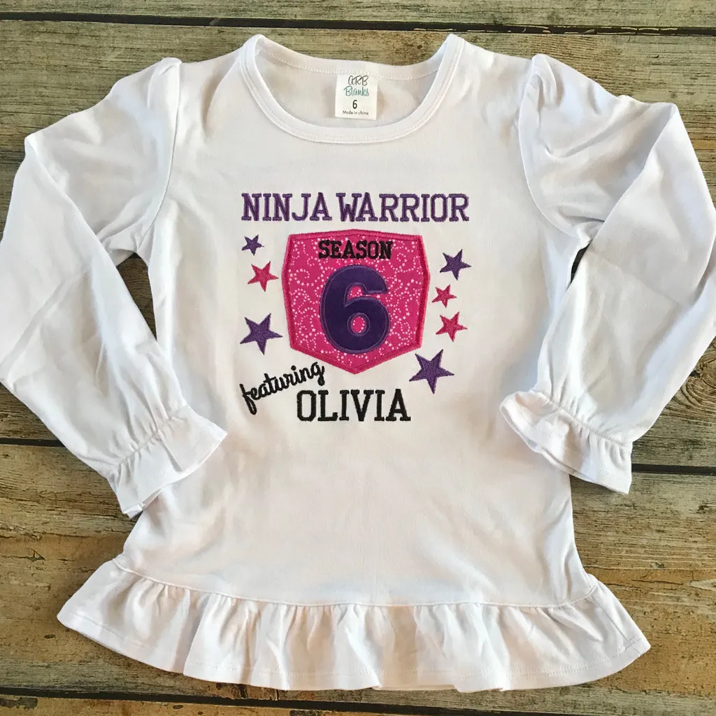 Children's Ninja Warrior Embroidered Birthday Tee