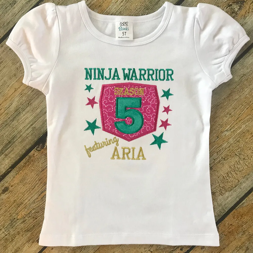 Children's Ninja Warrior Embroidered Birthday Tee