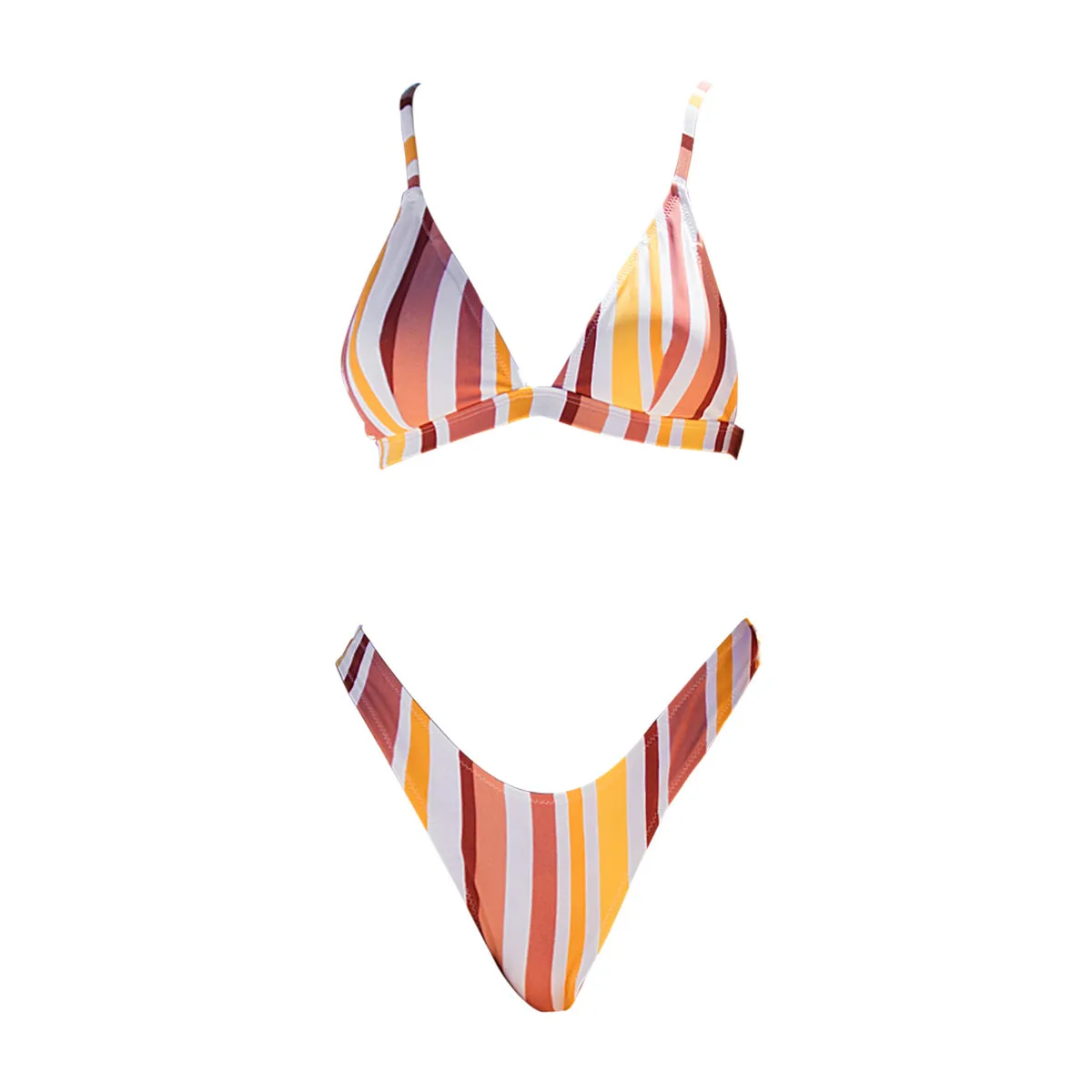 Colorful Striped High Cut Bikini Swimwear