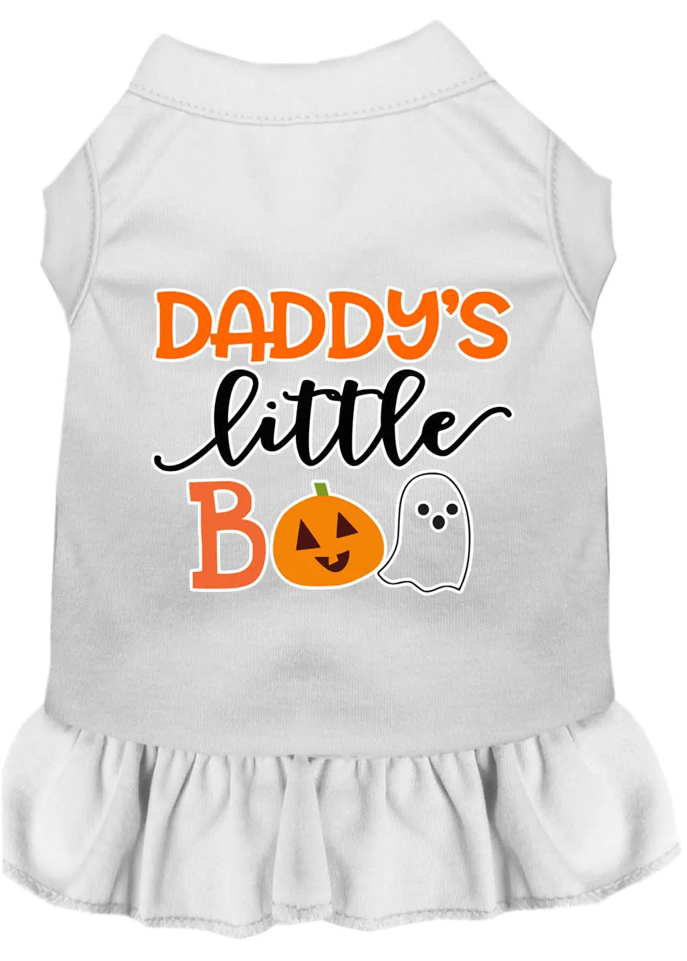 Daddy's Little Boo Screen Print Dog Dress White Xxxl