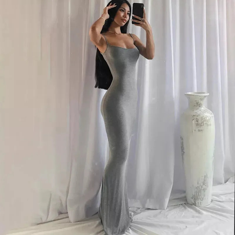 deanwangkt Summer Sexy Skims Maxi Dress Women Sleeveless Backless Elegant Outfits Party Club Sundress Birthday Beach Bodycon Dresses