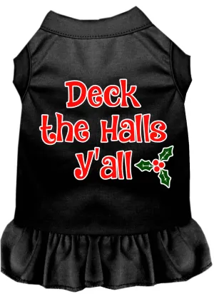 Deck The Halls Y'all Screen Print Dog Dress Black Xxxl