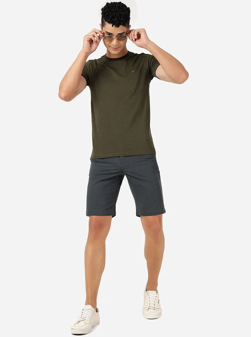 Deep Teal Solid Slim Fit Shorts | JadeBlue