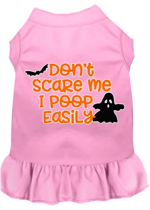 Don't Scare Me, Poops Easily Screen Print Dog Dress Light Pink 4x