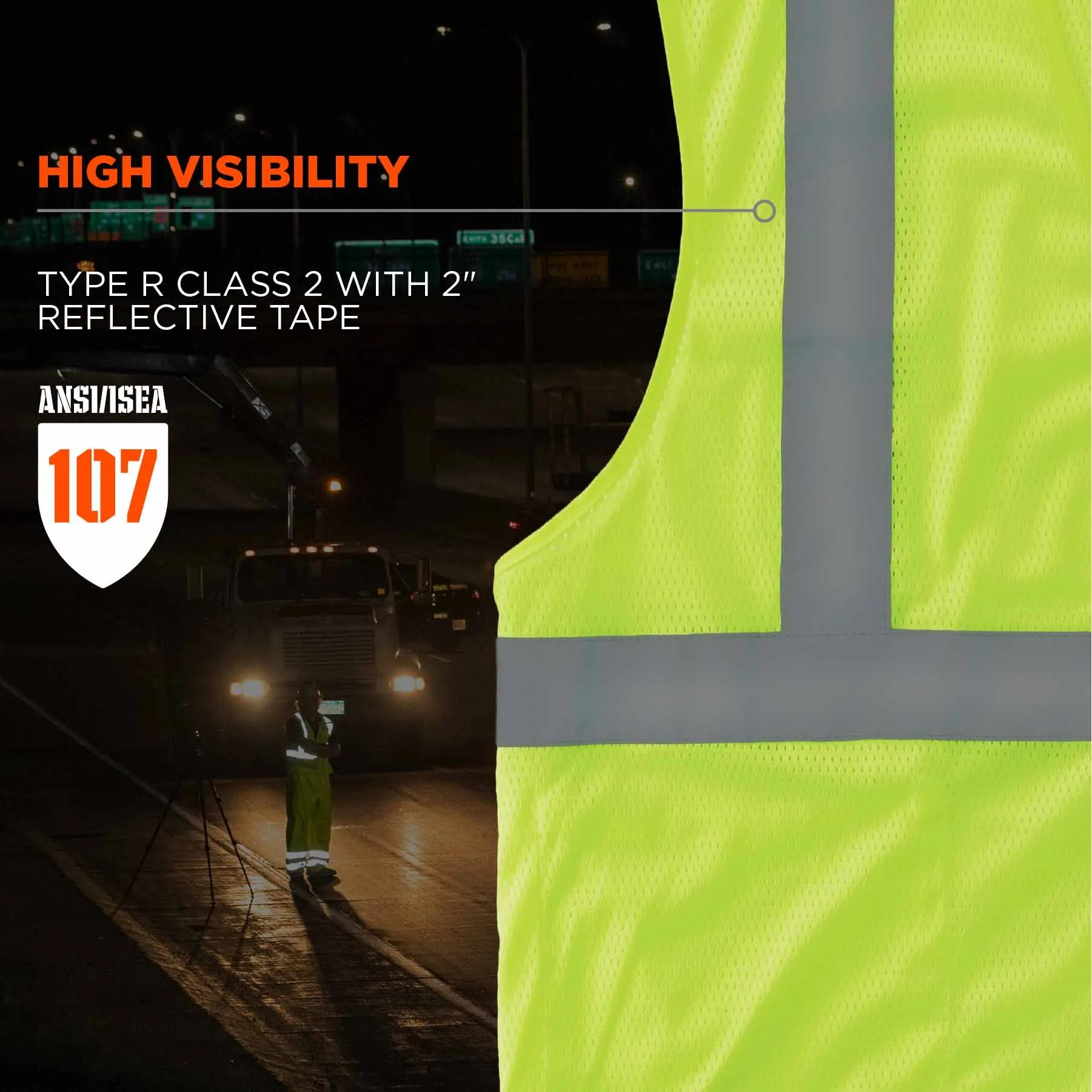 Ergodyne 24529 8210HL-S 5XL Lime Class 2 Economy Mesh Vest - Single Size