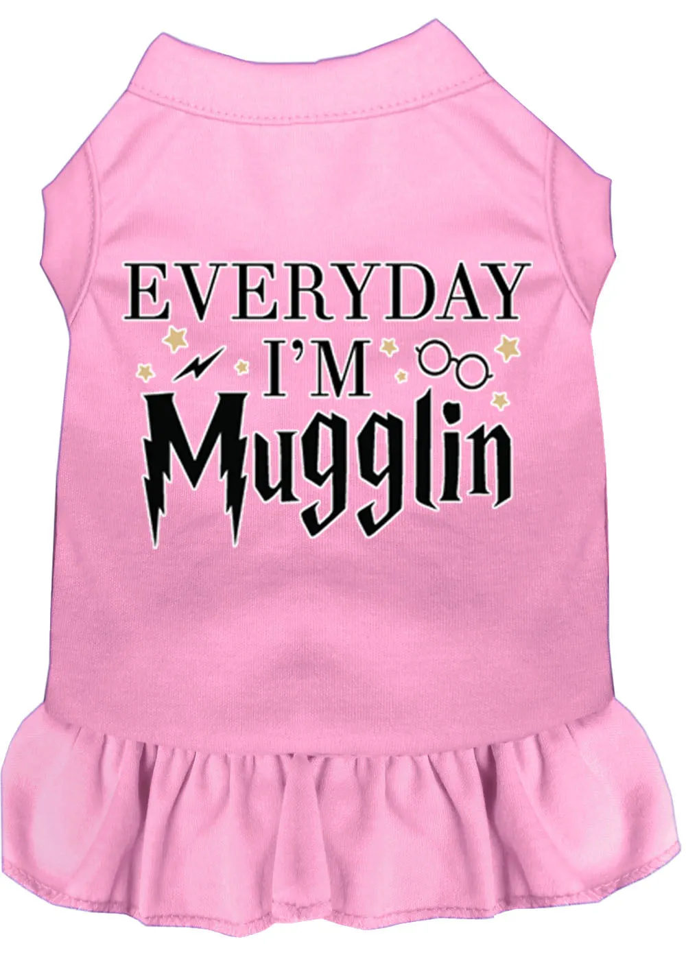 Everyday I'm Mugglin Screen Print Dog Dress Light Pink Xxxl (20)