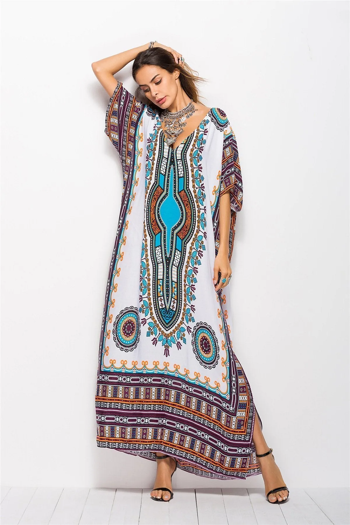 Fashion Floral Loose Beach Kaftan Dress