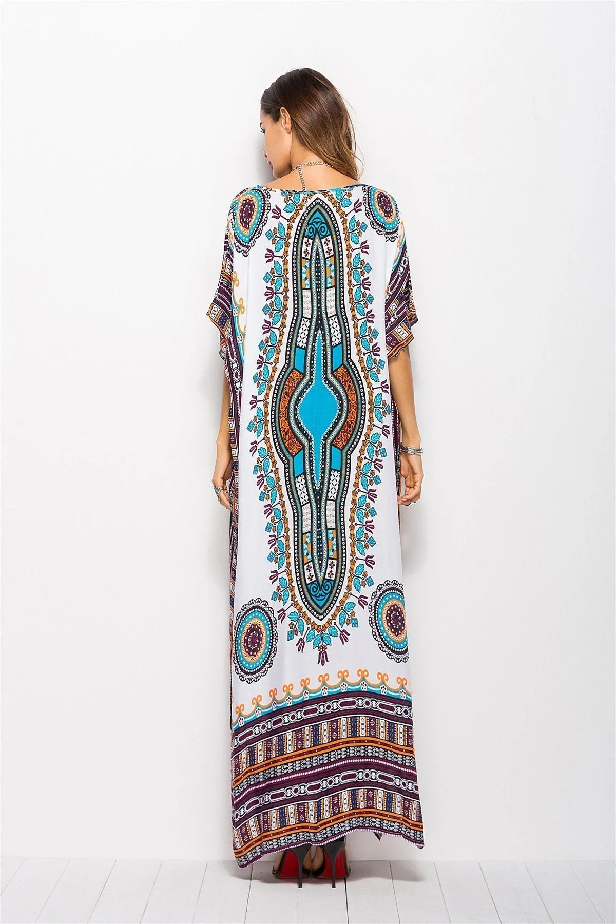 Fashion Floral Loose Beach Kaftan Dress