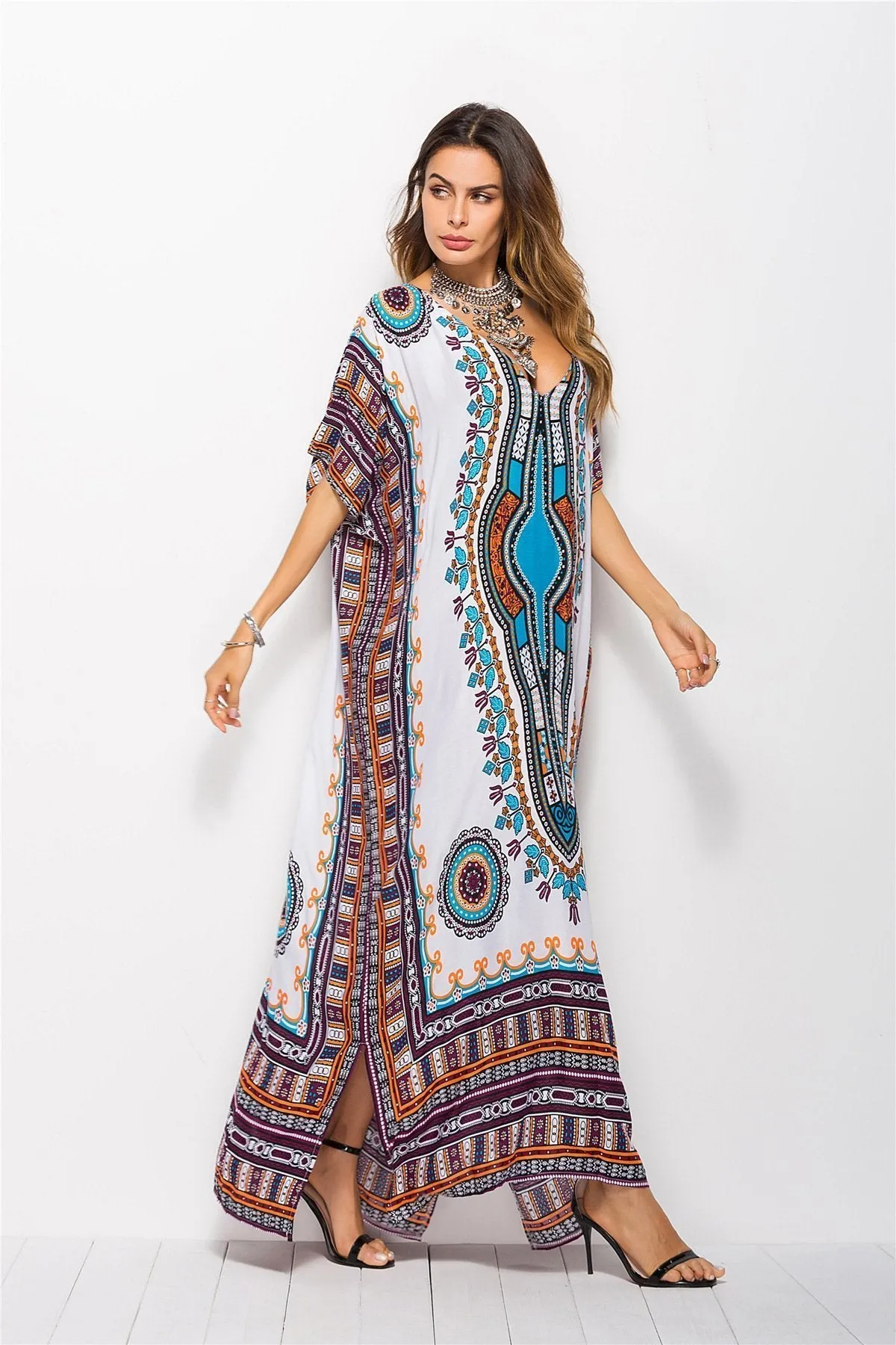 Fashion Floral Loose Beach Kaftan Dress