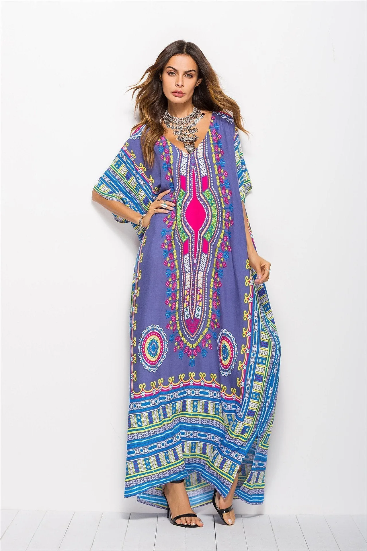 Fashion Floral Loose Beach Kaftan Dress