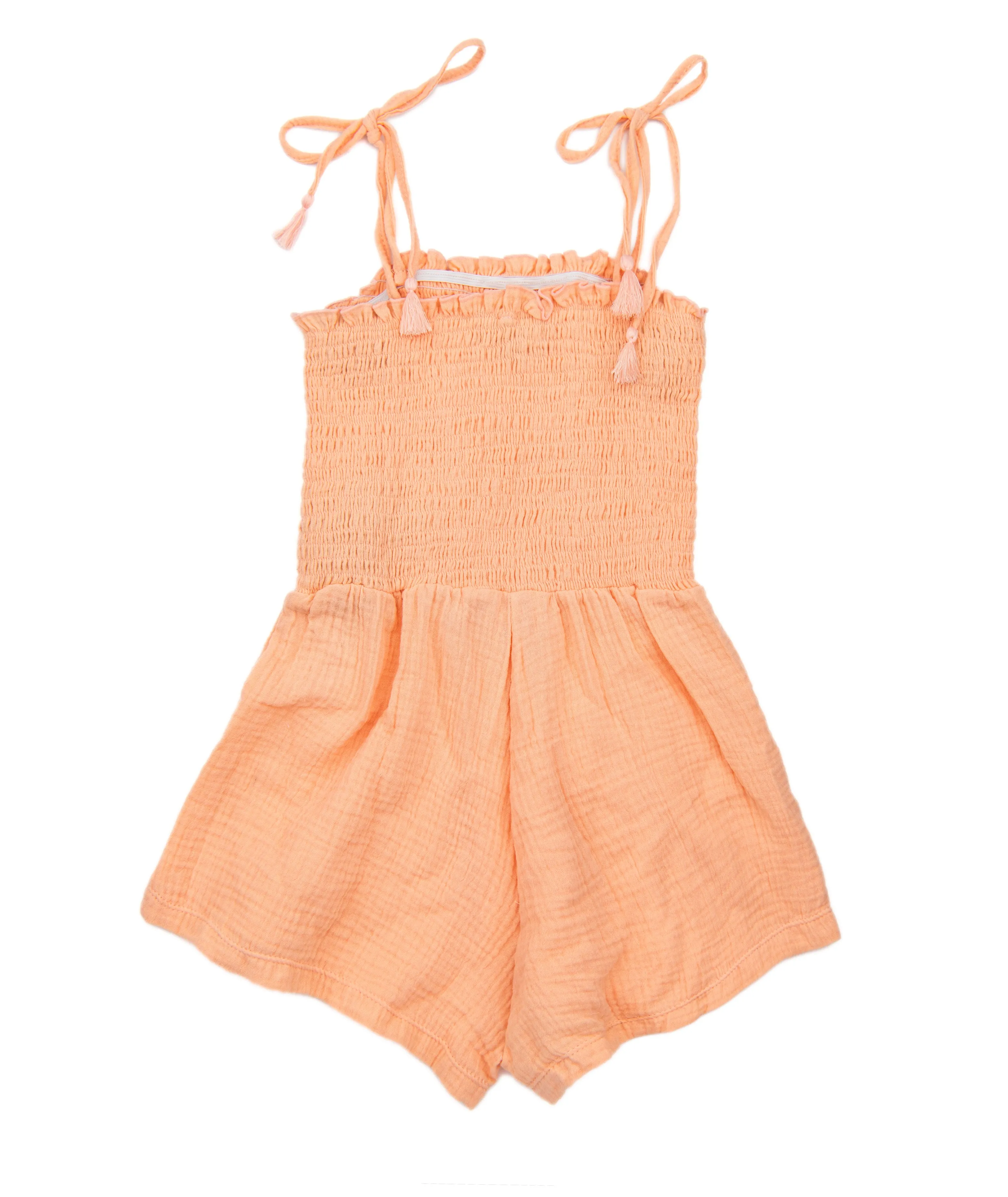 FBZ Girls Gauze Smock Tie Strap Romper