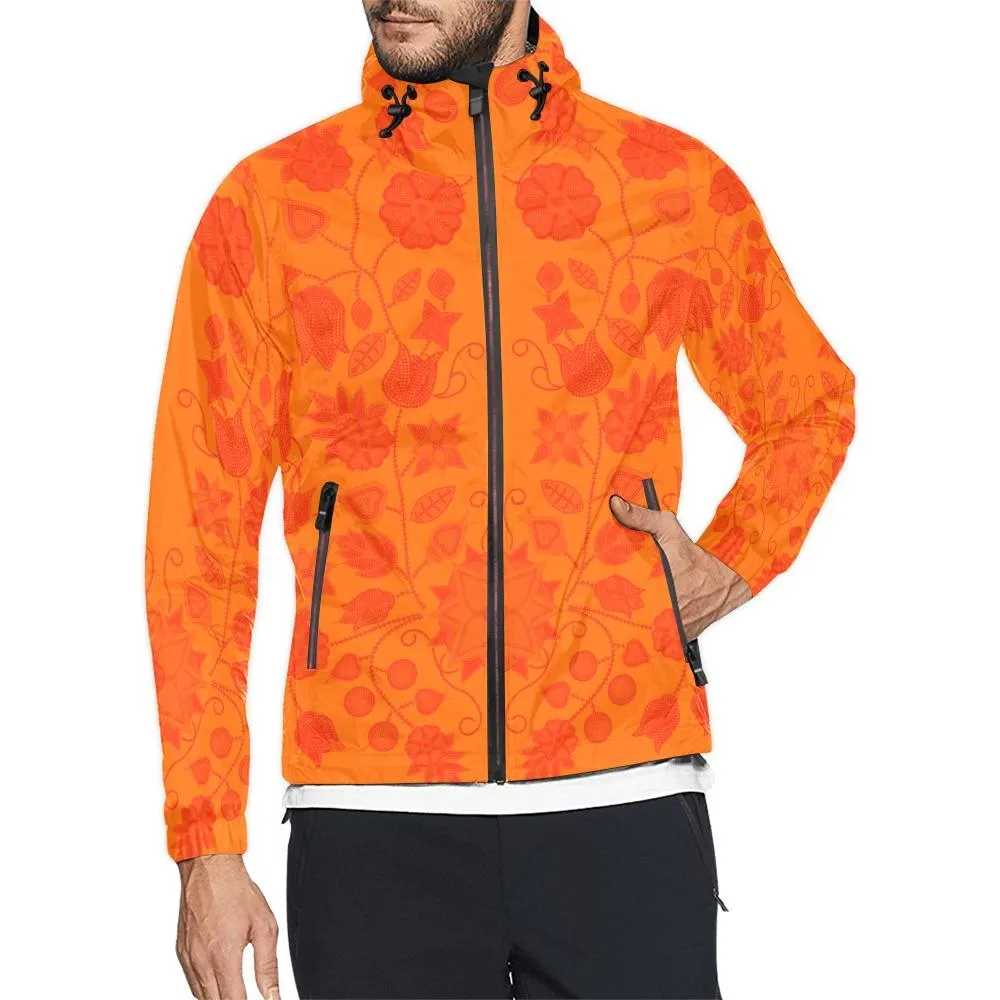 Floral Beadwork Real Orange A feather for each Unisex Windbreaker