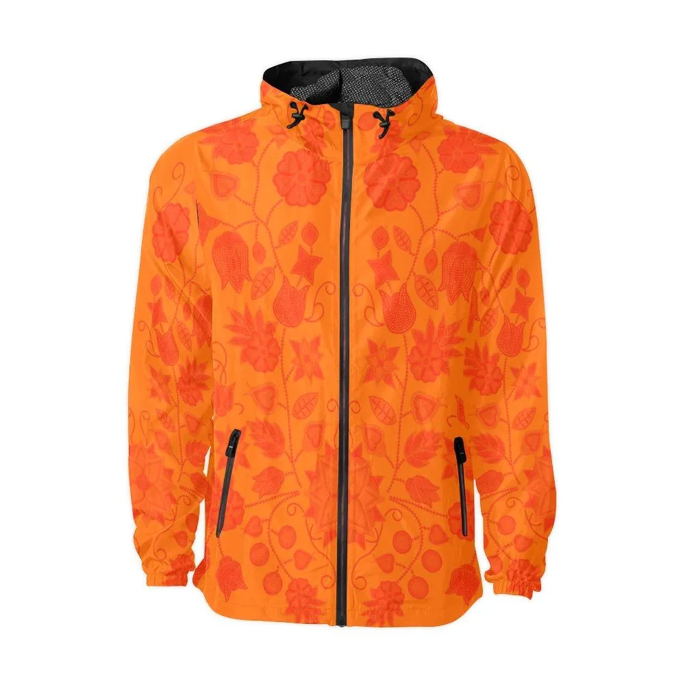 Floral Beadwork Real Orange A feather for each Unisex Windbreaker