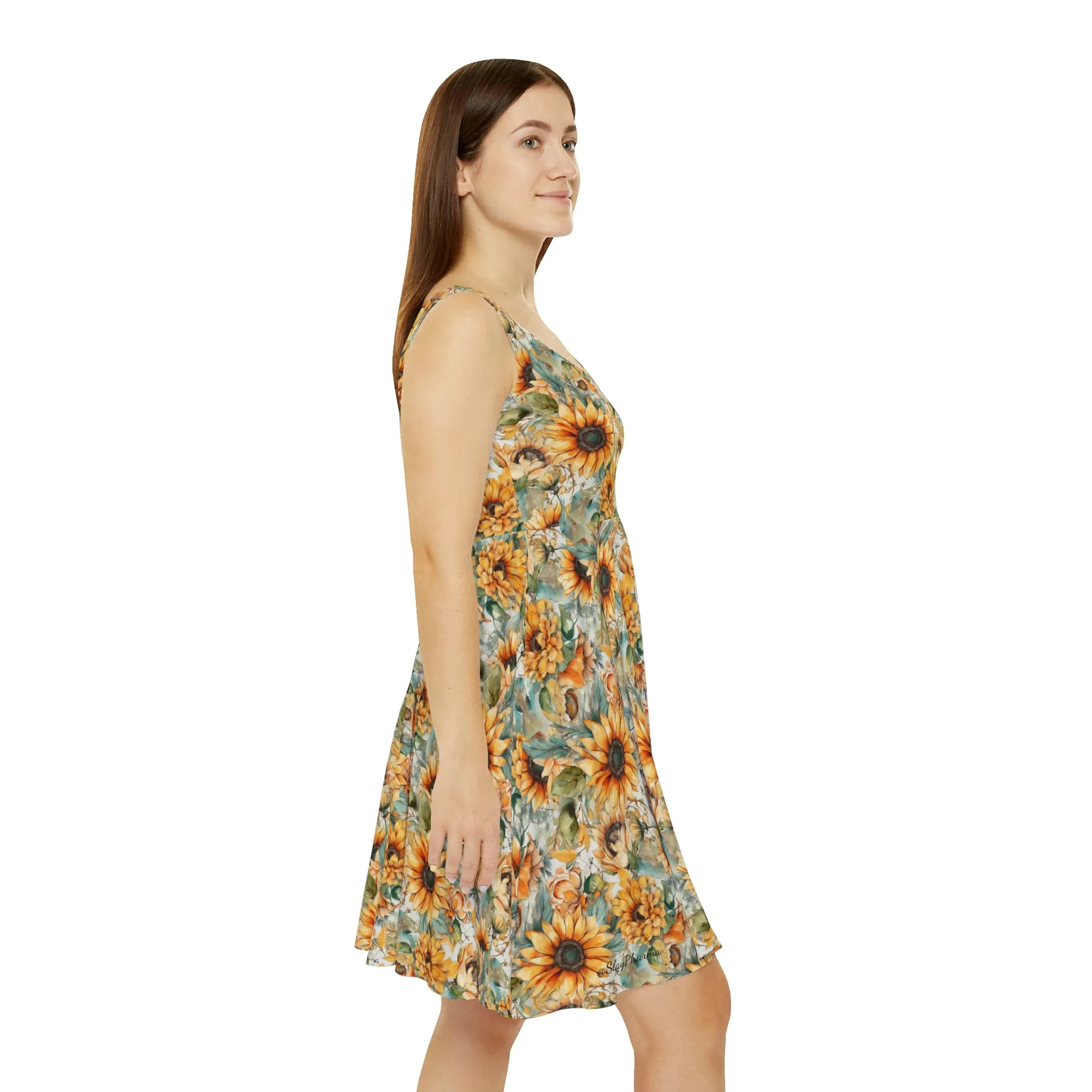 Floral Pattern Women's Skater Dress #13