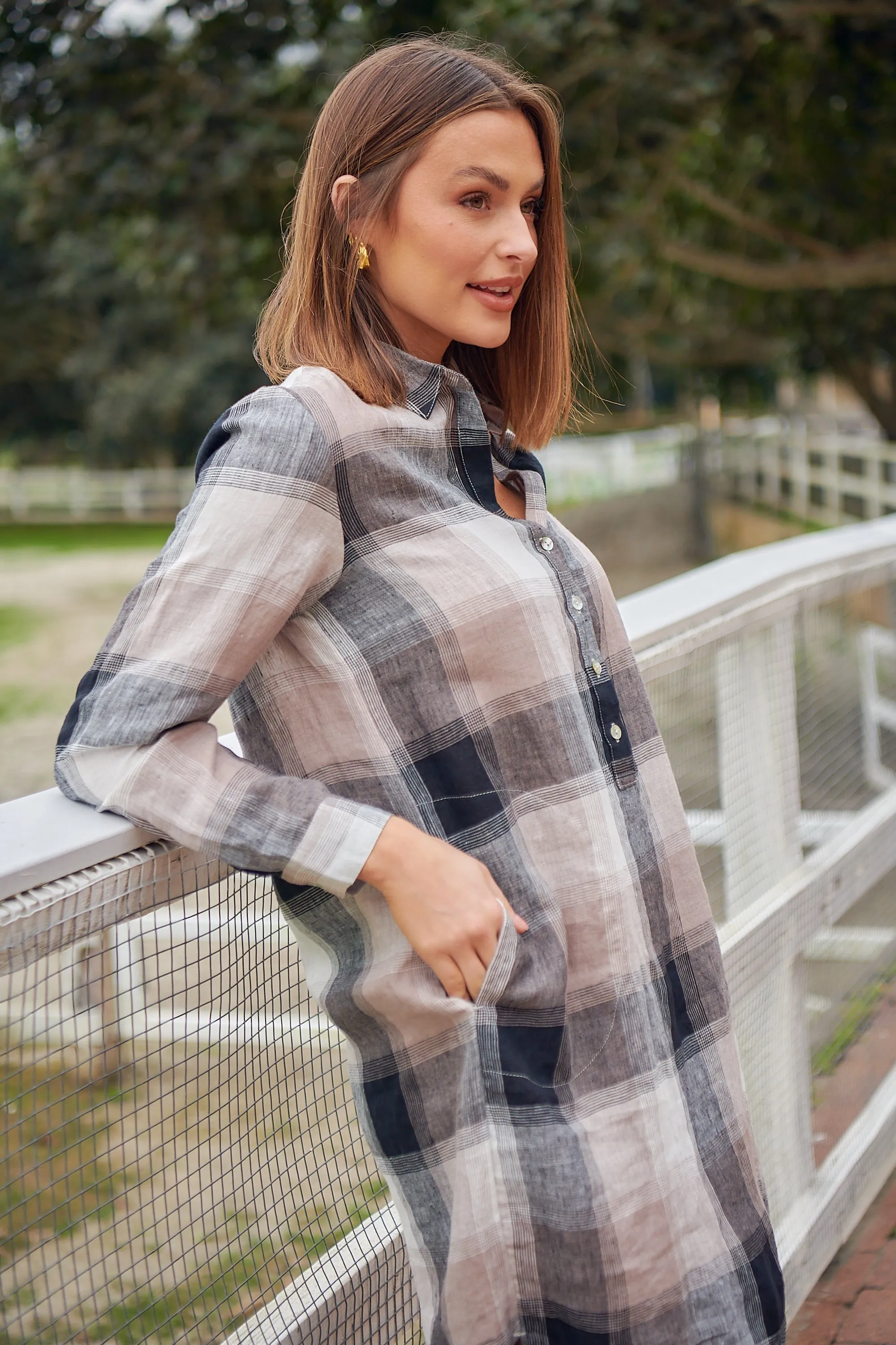 GA313 Shift Dress in Lentil Plaid