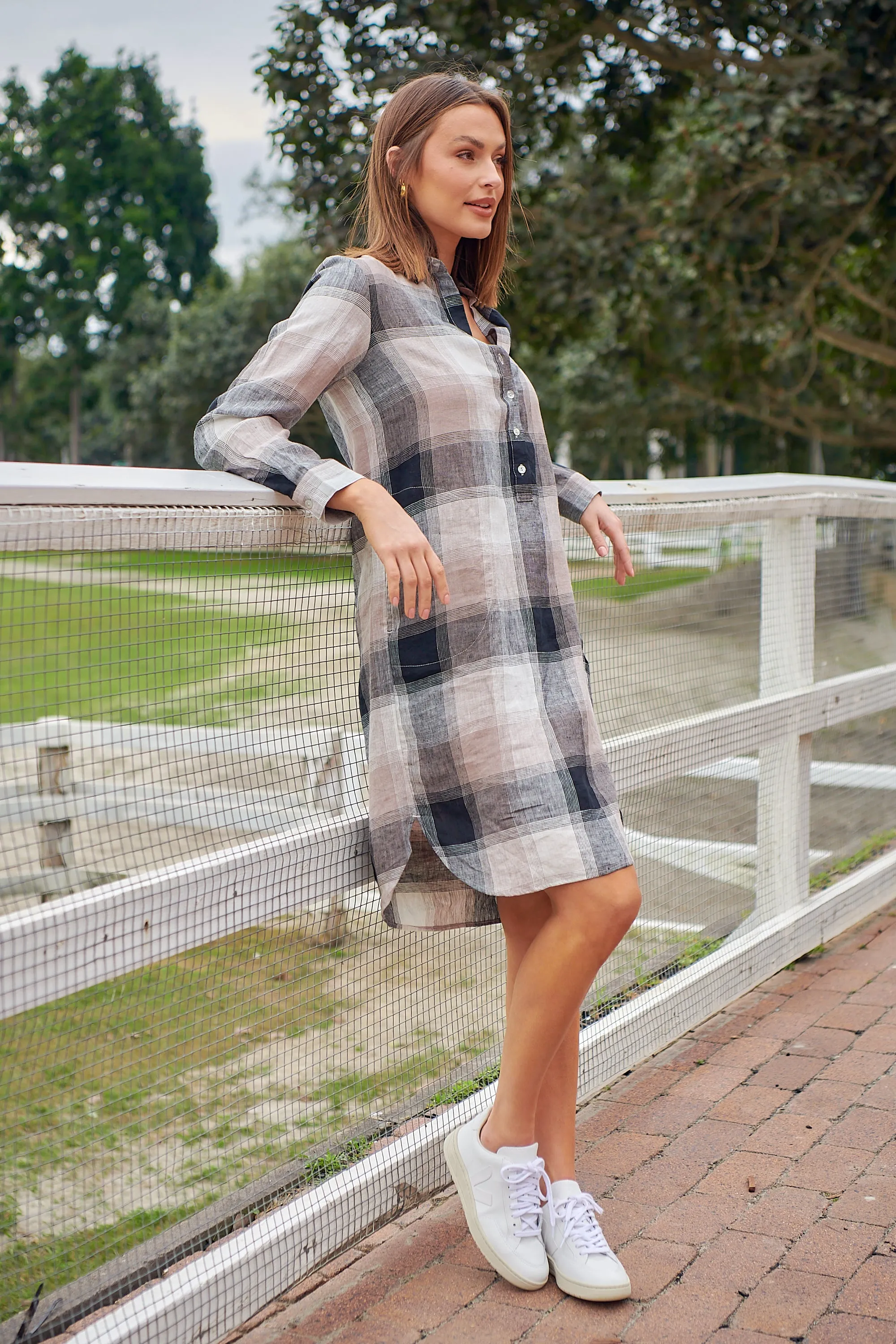 GA313 Shift Dress in Lentil Plaid