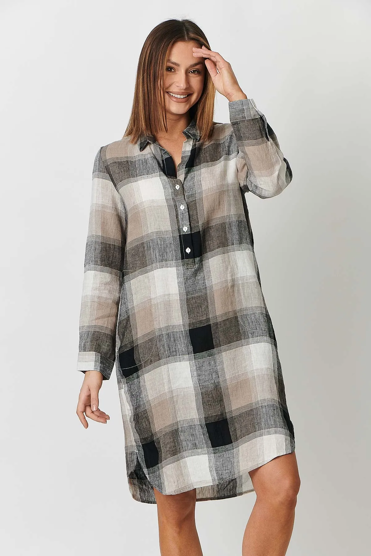 GA313 Shift Dress in Lentil Plaid