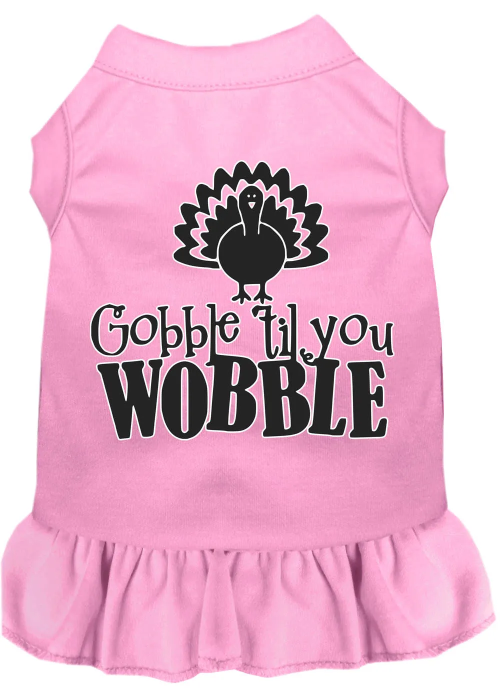 Gobble Til You Wobble Screen Print Dog Dress Light Pink Xxl