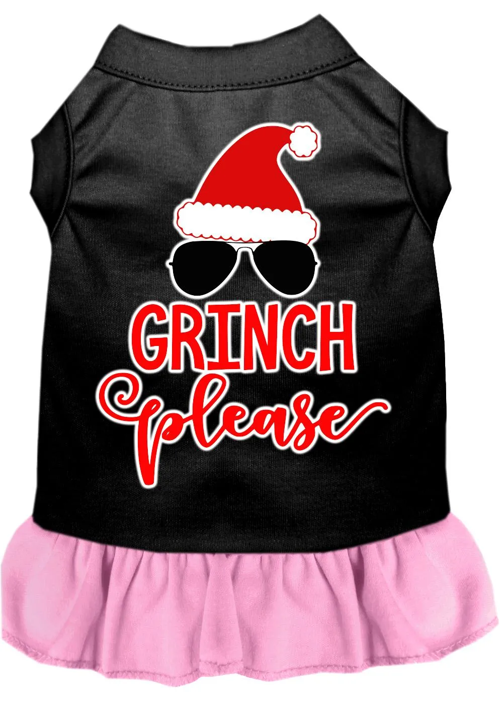 Grinch Please Screen Print Dog Dress Black With Light Pink Xl (16)