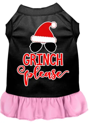 Grinch Please Screen Print Dog Dress Black With Light Pink Xl (16)